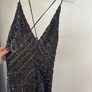 Elegant Black Sequin Maxi Dress